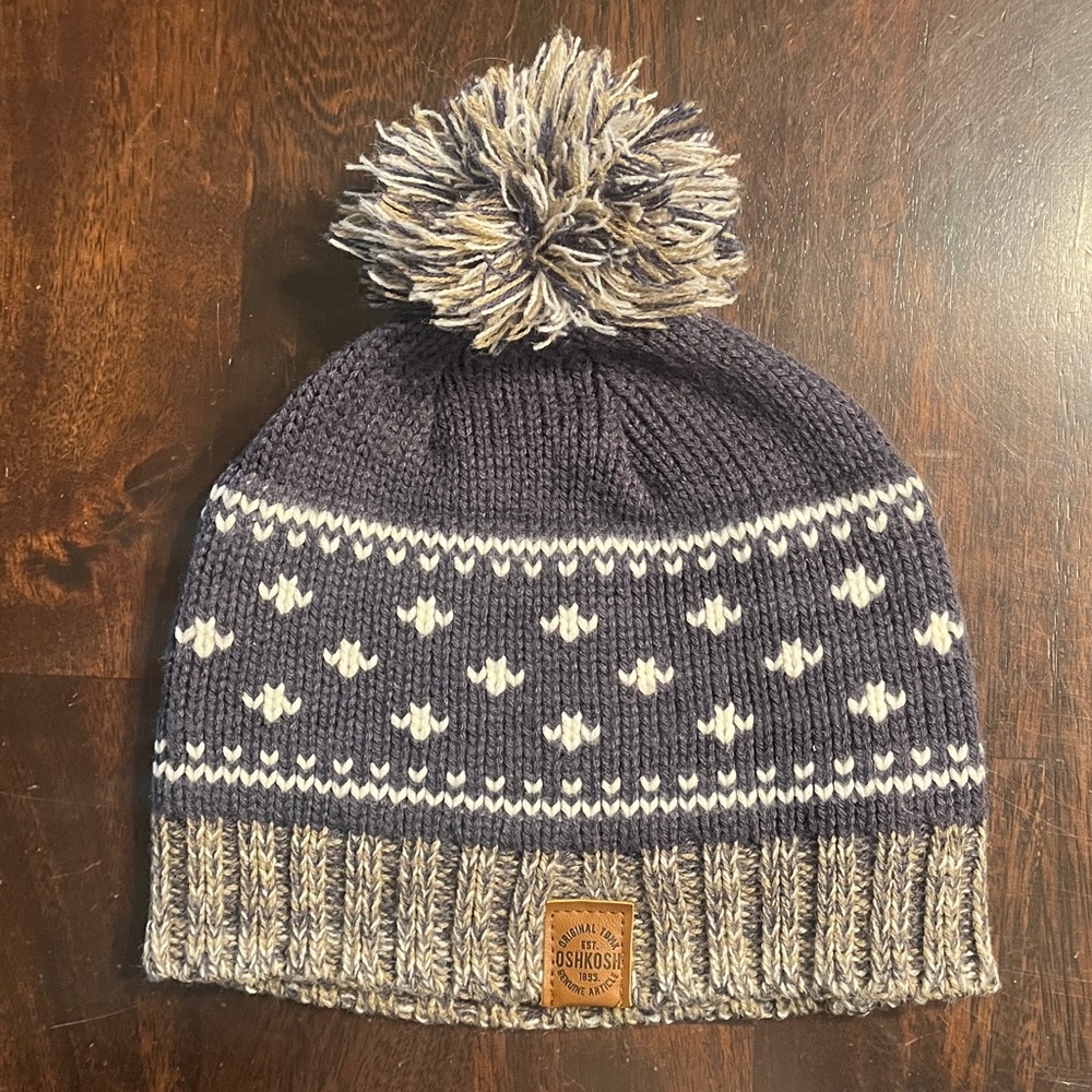 OshKosh B'gosh Kids Gray and Blue Knit Beanie